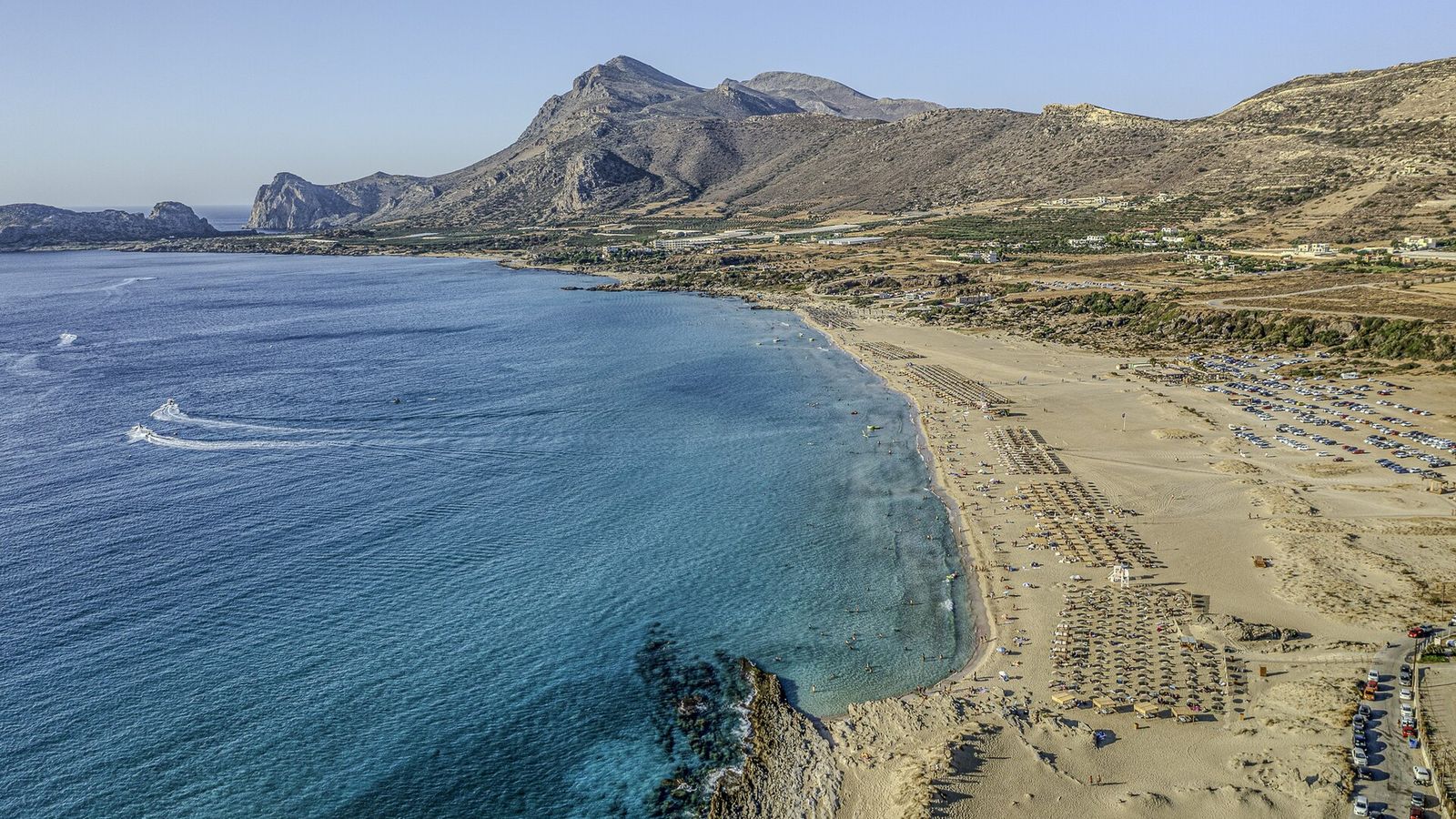 Luchtfoto van het strand van Falasarna op West-Kreta